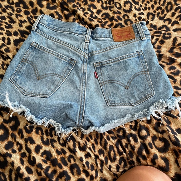 Levi's Blue Distressed Jean Shorts - Picture 2 of 2